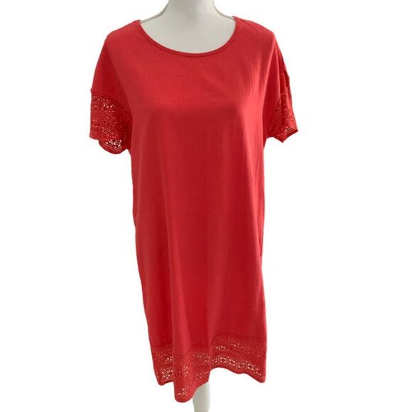 Sigrid Olsen Dresses & Skirts - Sigrid Olsen Orange Linen Lace‎ Dress NWT Small